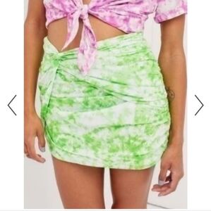 For‎ Love & Lemons Green Tie-Dye Mini Skirt